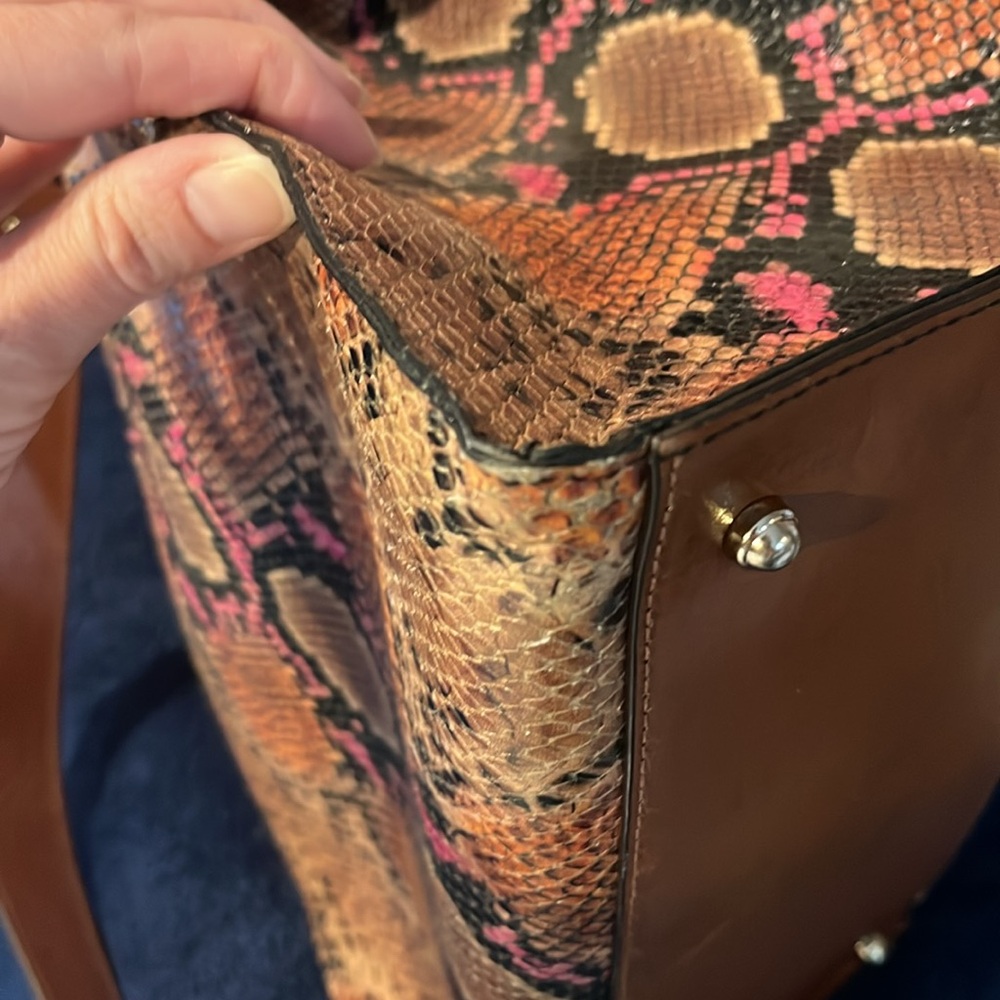 BRAHMIN  CAROLINE MAHOGANY CASSAWAY SNAKESKIN PRINT - Picture 8 of 12